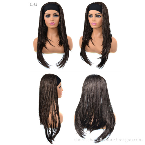 Wholesale 18 Inch Long High Quality Ombre Color  Afro Braided Wigs Perruque Synthetic Wigs With Highlights For Black Women